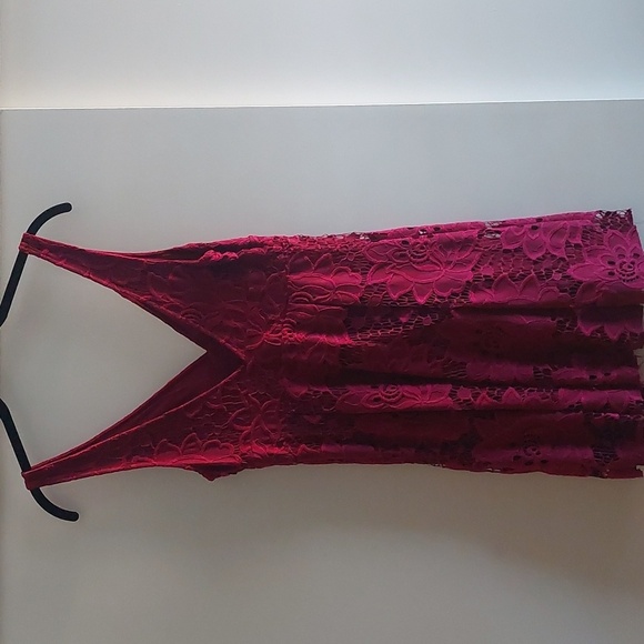 Free People Take The Town Lace Mini dress 8 Burgundy Red Sz 4 Bohemian Prom - Picture 5 of 7